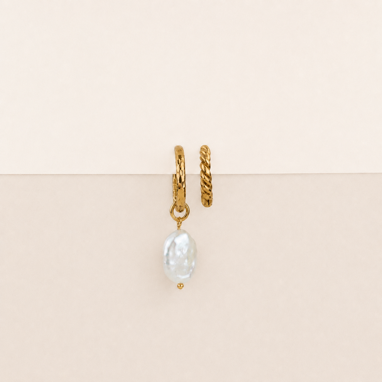 Pearl & Twisted Huggie Stack